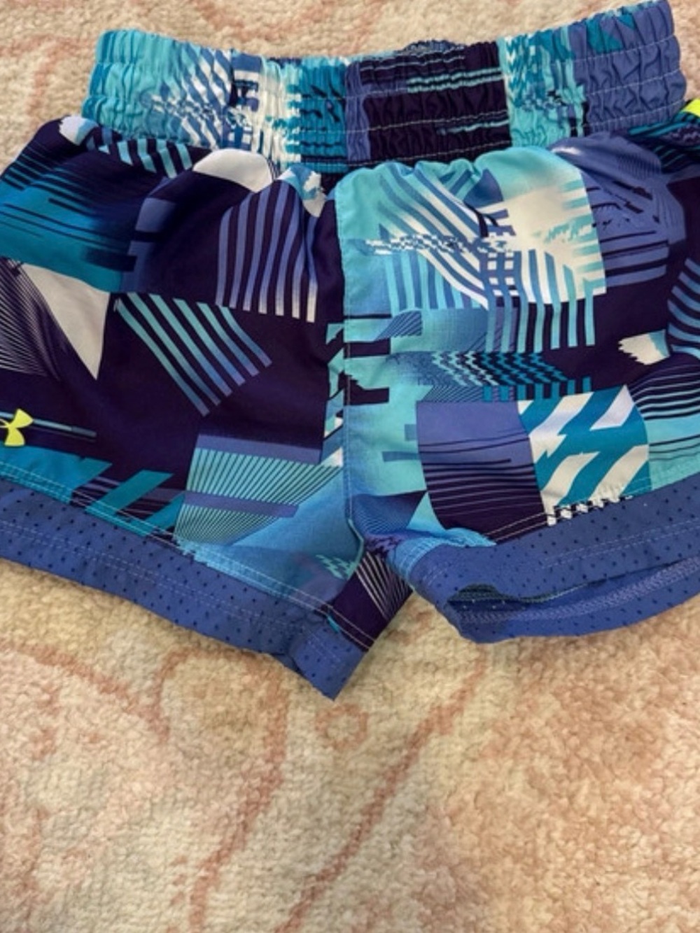 Under Armour Girls' Teal & Navy Geo-Print Athletic Shorts